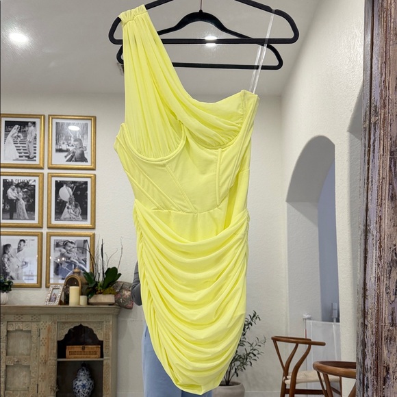 strapless open back dress Romilly Mini Dress Lemon main image 1